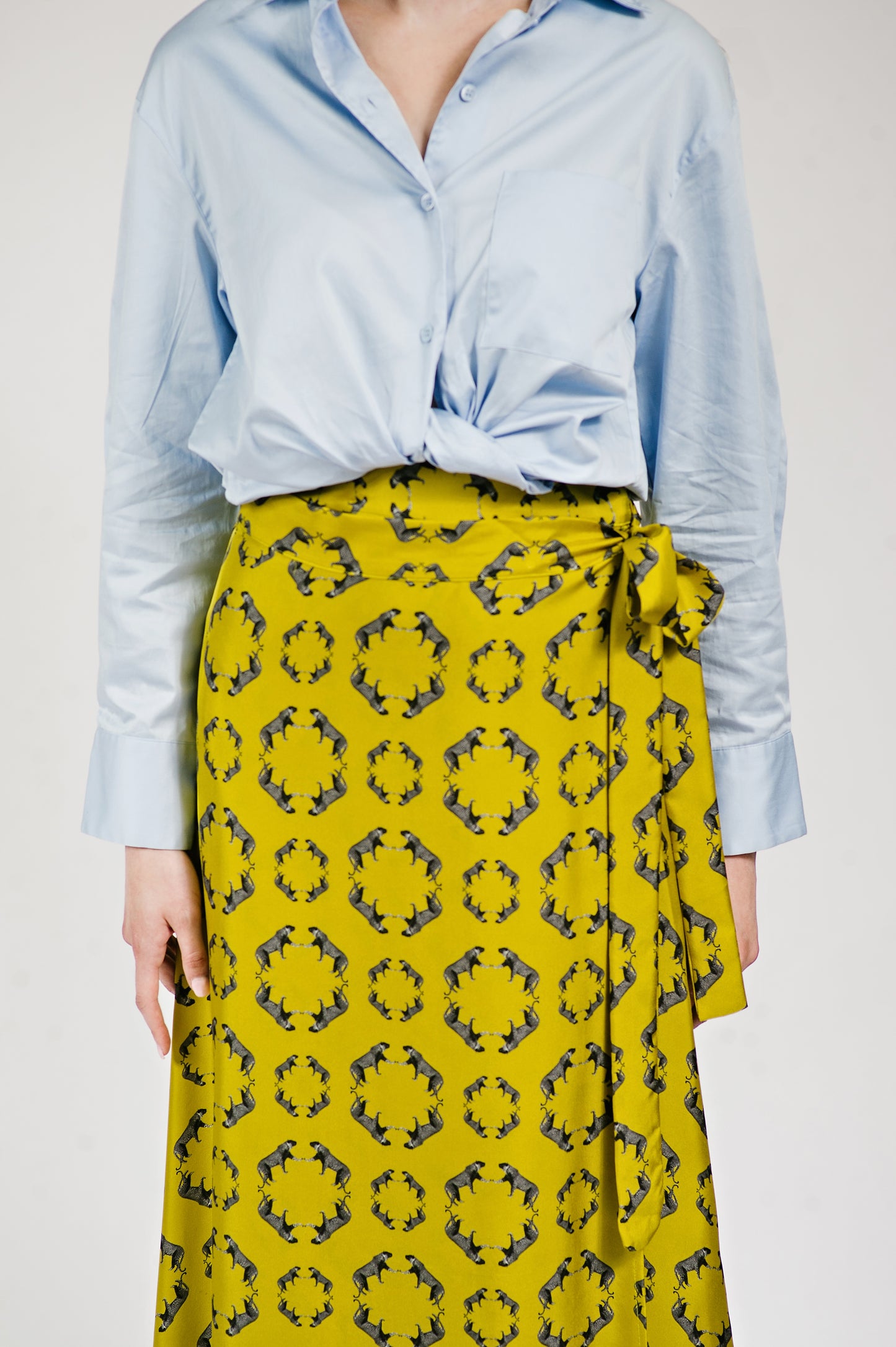 Leopard Stroll Wrap Skirt in Chartreuse