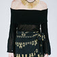 Golden Lions Wrap Skirt in Black