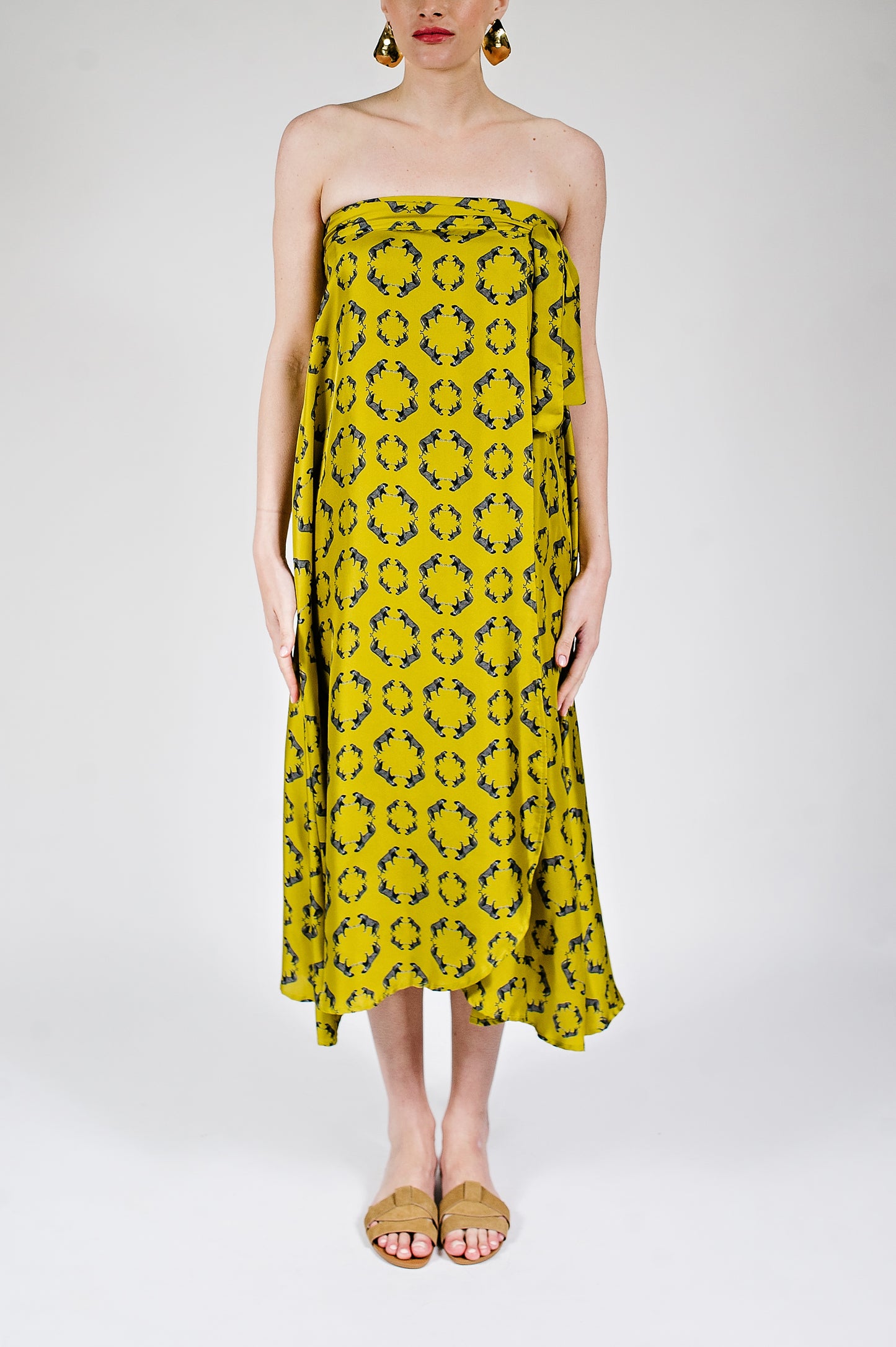 Leopard Stroll Wrap Skirt in Chartreuse