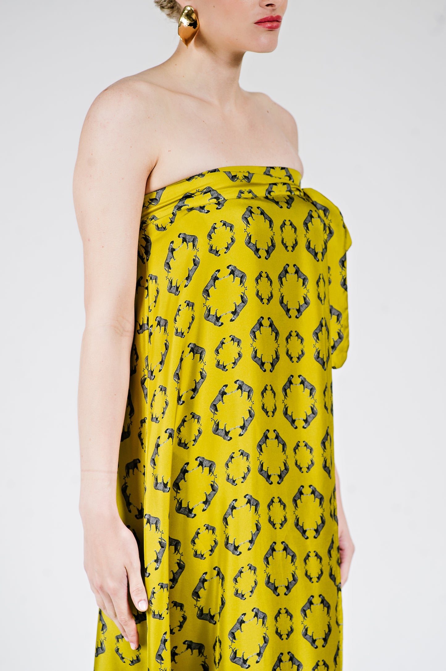 Leopard Stroll Wrap Skirt in Chartreuse