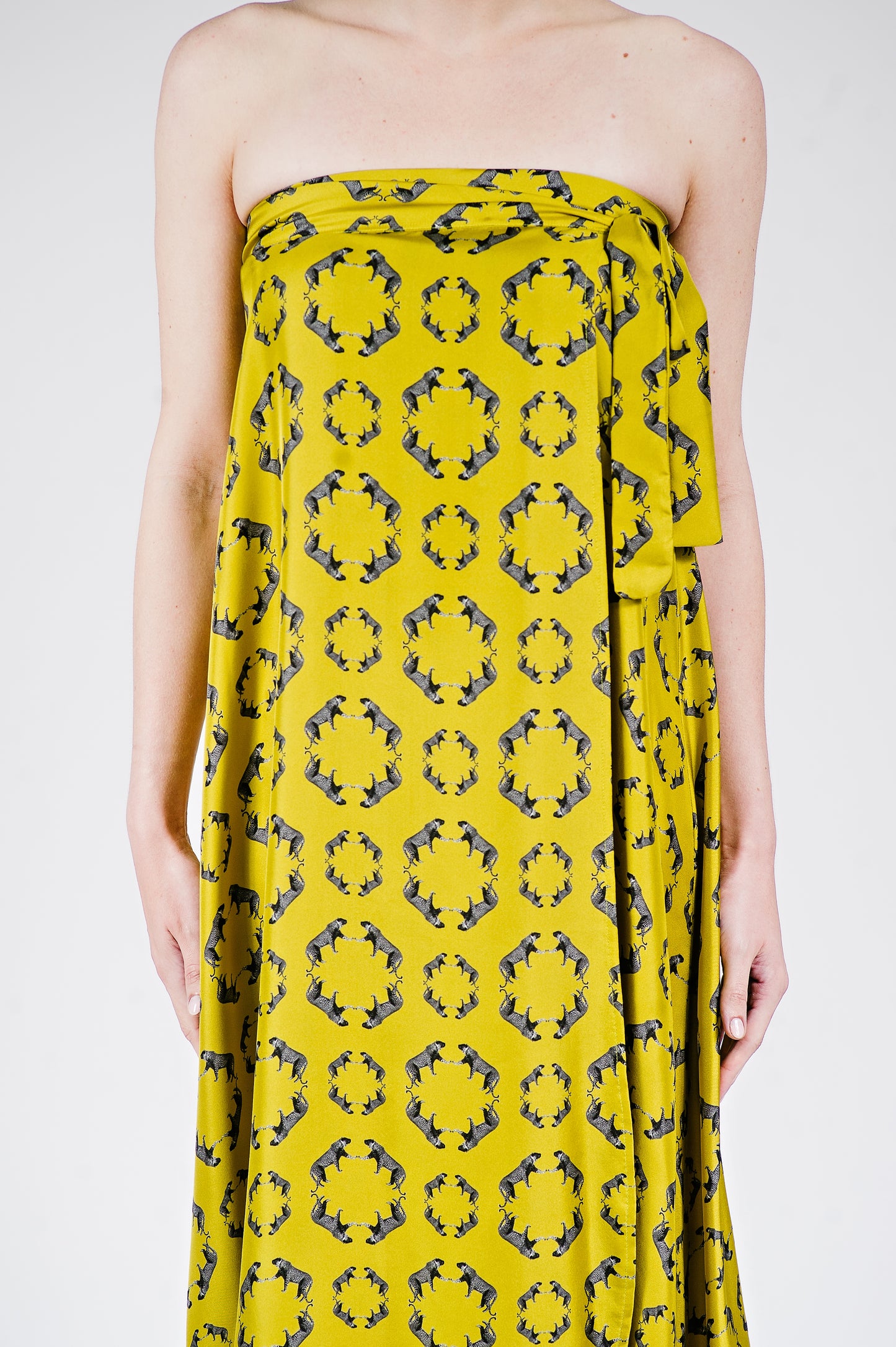 Leopard Stroll Wrap Skirt in Chartreuse