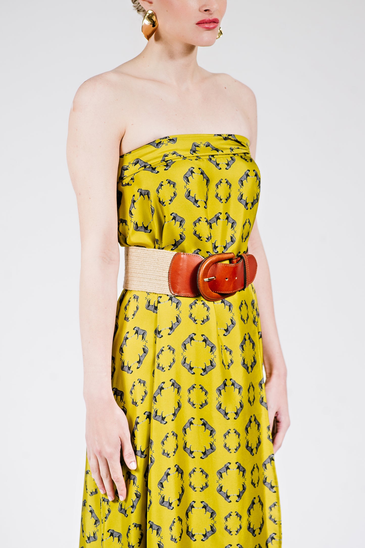 Leopard Stroll Wrap Skirt in Chartreuse