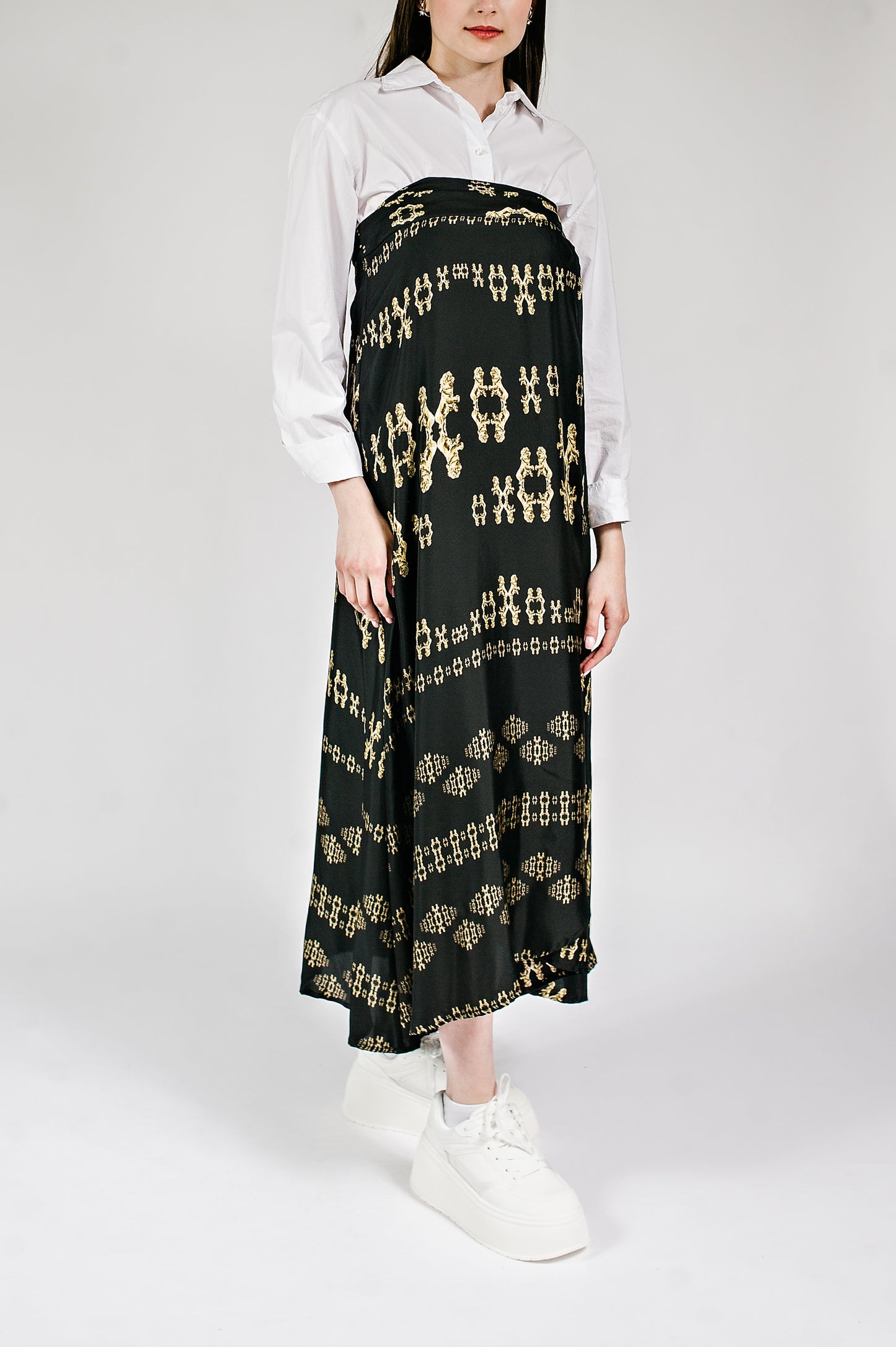 Golden Lions Wrap Skirt in Black