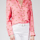 Gold Leopard Stroll Button-Down Blouse in Rose