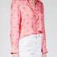 Gold Leopard Stroll Button-Down Blouse in Rose