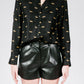 Gold Leopard Stroll Button-Down Blouse in Black