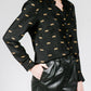 Gold Leopard Stroll Button-Down Blouse in Black