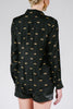 Gold Leopard Stroll Button-Down Blouse in Black