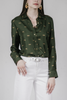 Gold Leopard Stroll Button-Down Blouse in Camo Green