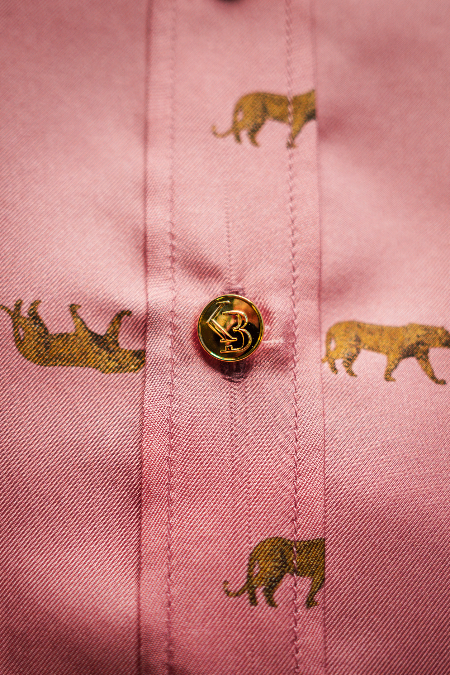 Gold Leopard Stroll Button-Down Blouse in Rose